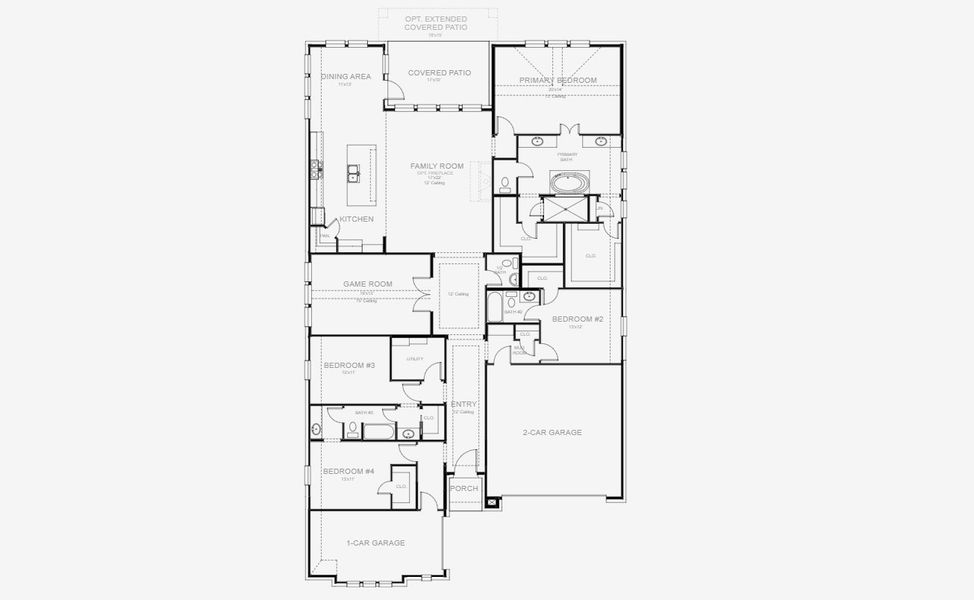 2D floor plan layout for the 2885W by Perry Homes in Juniper Springs 60', Lockhart, TX (Image 4). 2D floor plan layout for the 2885W by Perry Homes in Juniper Springs 60', Lockhart, TX (Image 4).