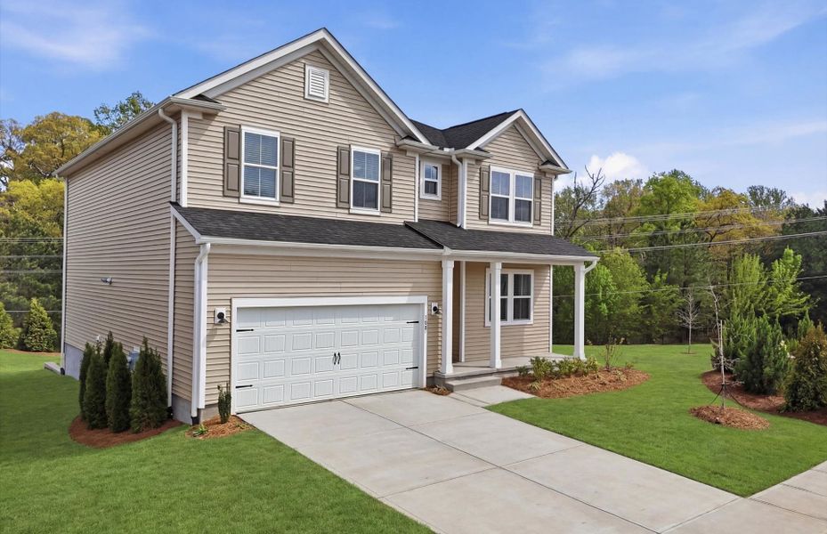 Front exterior of a new home in Indigo Park, Easley, SC, highlighting curb appeal (Image 26).