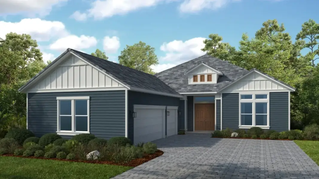 Representative exterior photo of a completed home built from the Colina by Taylor Morrison in Esplanade at Pinewalk, St. Johns, FL (Image 18). Representative exterior photo of a completed home built from the Colina by Taylor Morrison in Esplanade at Pinewalk, St. Johns, FL (Image 18).
