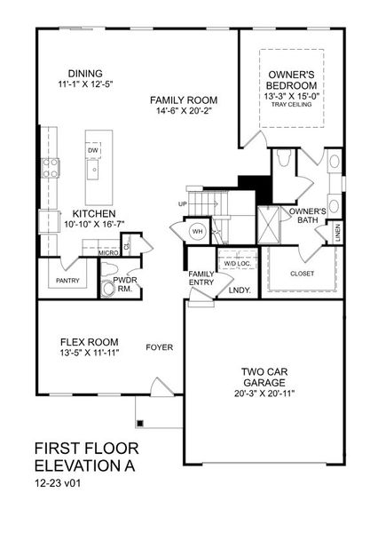 2D floor plan layout for the Greenwood by Ryan Homes in Linden Park, Duncan, SC (Image 1).