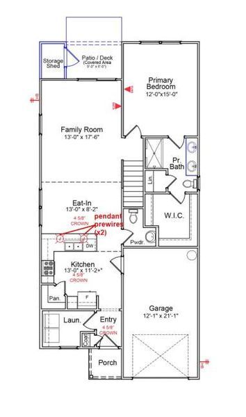 2D floor plan layout of this home in Central Creek, Goose Creek, SC (Image 3).