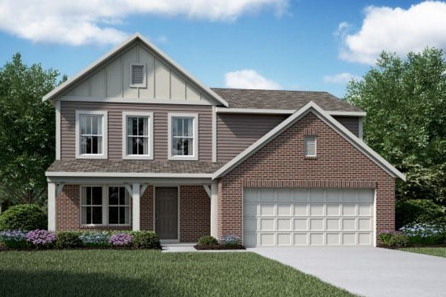 Representative exterior photo of a completed home built from the Greenbriar by Fischer Homes in Crossvine Estates, Hoschton, GA (Image 13).