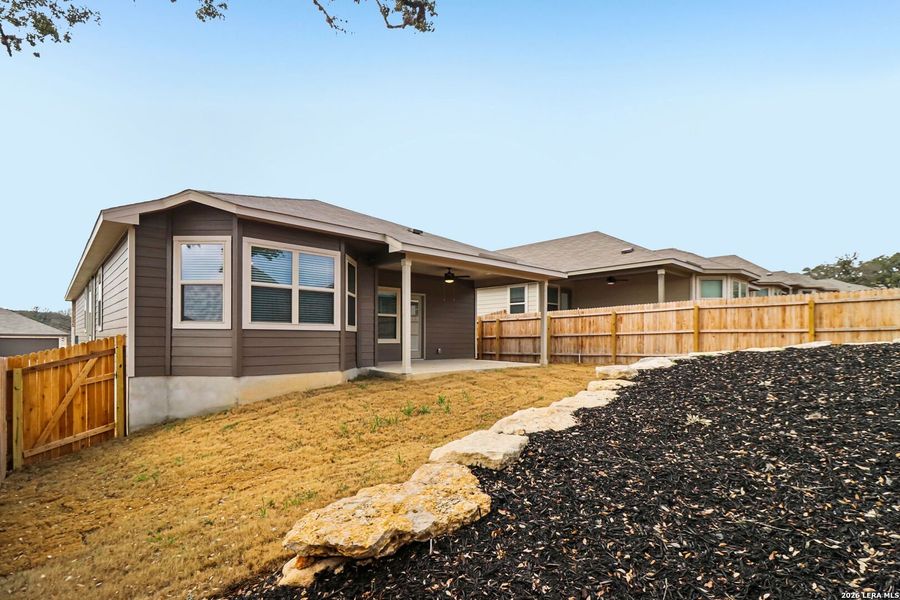Exterior details and patio area of a home in Scenic Crest - Premier Series, Boerne (Image 28). Exterior details and patio area of a home in Scenic Crest - Premier Series, Boerne (Image 28).
