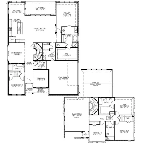 2D floor plan layout for the The Mockingbird by Lillian Custom Homes in Ten Mile Creek, DeSoto, TX (Image 3). 2D floor plan layout for the The Mockingbird by Lillian Custom Homes in Ten Mile Creek, DeSoto, TX (Image 3).