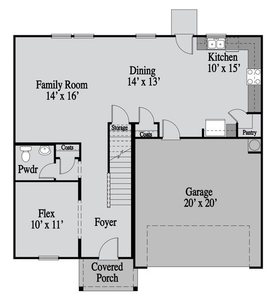 2D floor plan layout for the Canton by UnionMain Homes in Maddox Landing, Hoschton, GA (Image 2).