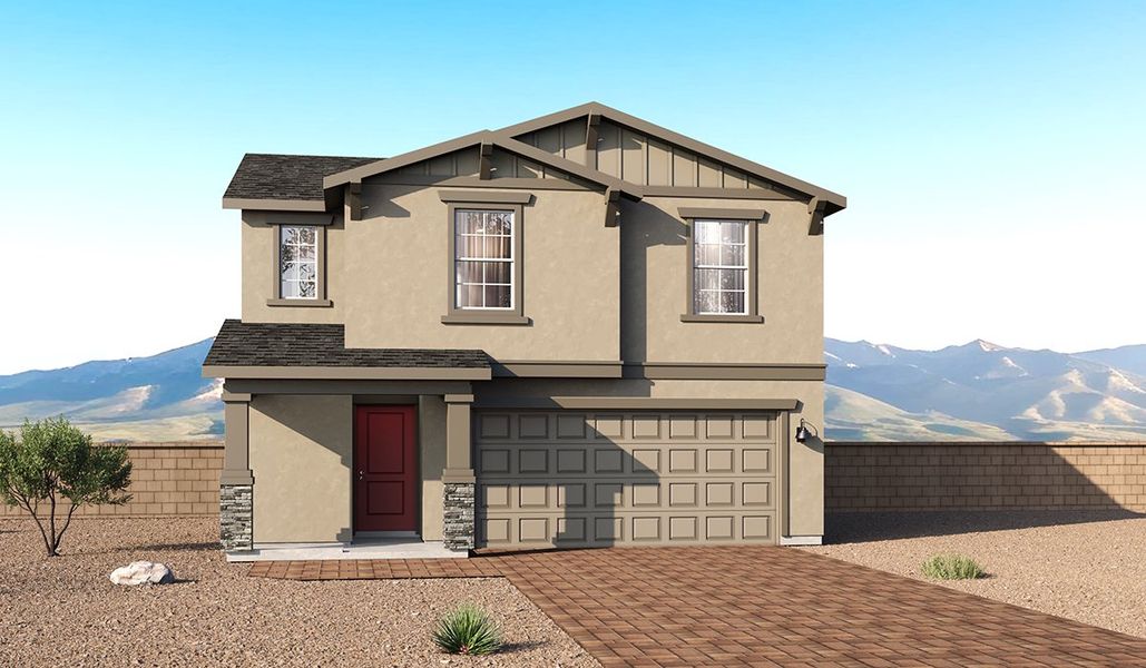 Representative exterior photo of a completed home built from the Elm - C30E by D.R. Horton in Coronet at Gladden Farms, Marana, AZ (Image 6).