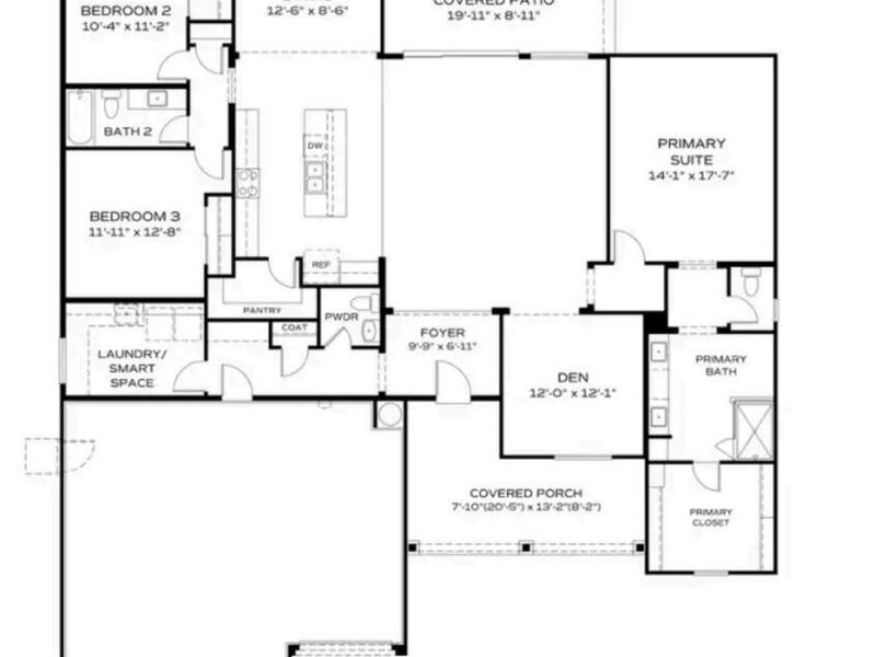 2D floor plan layout of this home in Morningstar, Prescott Valley, AZ (Image 3).