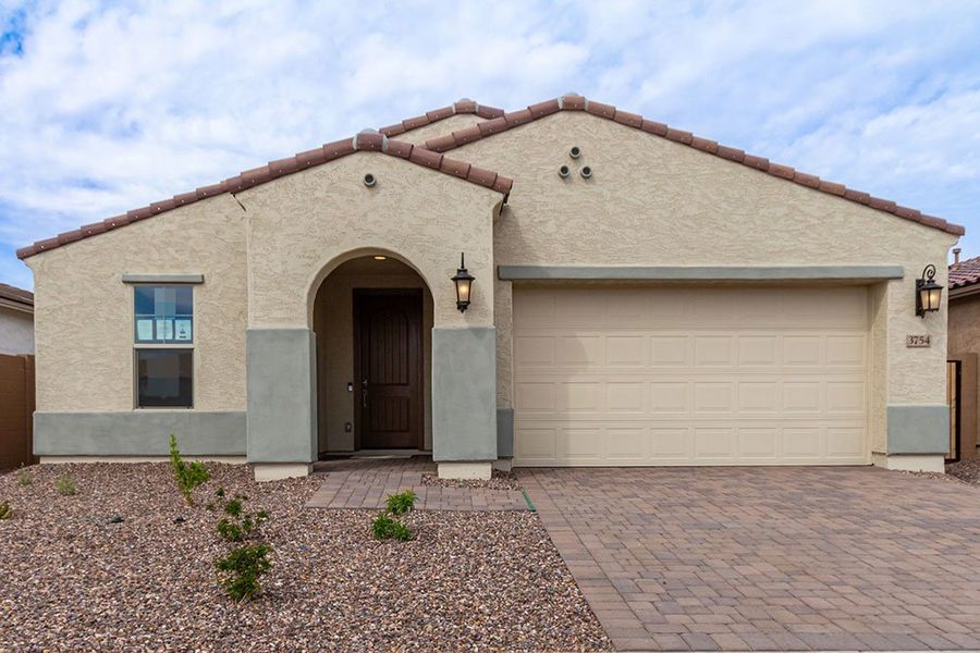 Representative exterior photo of a completed home built from the Sterling by Taylor Morrison in Hawes Crossing Encore Collection, Mesa, AZ (Image 17).