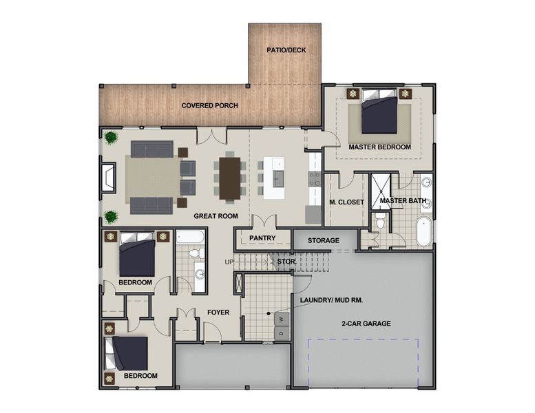 2D floor plan layout for the Autumnbrook B by Riverstone Construction, LLC in Pine Ridge, Soddy-Daisy, TN (Image 4).