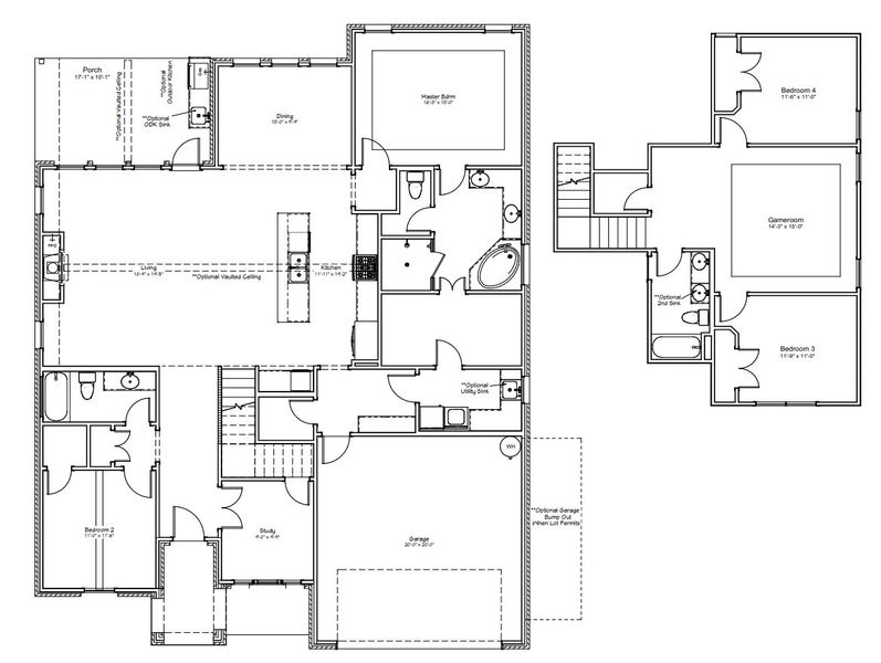 2D floor plan layout for the The Caroline by Reece Homes in Traditions, Bryan, TX (Image 2). 2D floor plan layout for the The Caroline by Reece Homes in Traditions, Bryan, TX (Image 2).