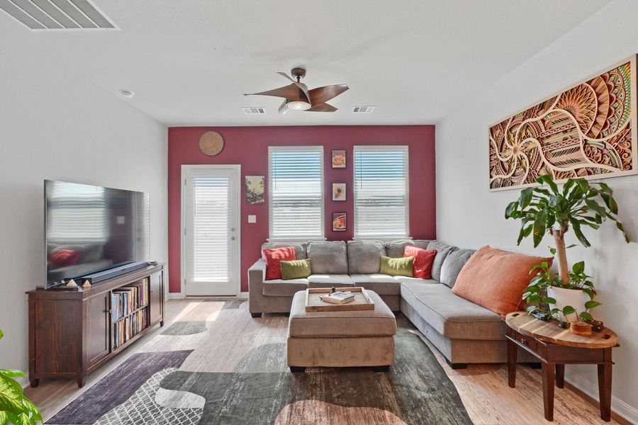 Furnished interior view inside a new home in Stallion Run, Buda (Image 26).