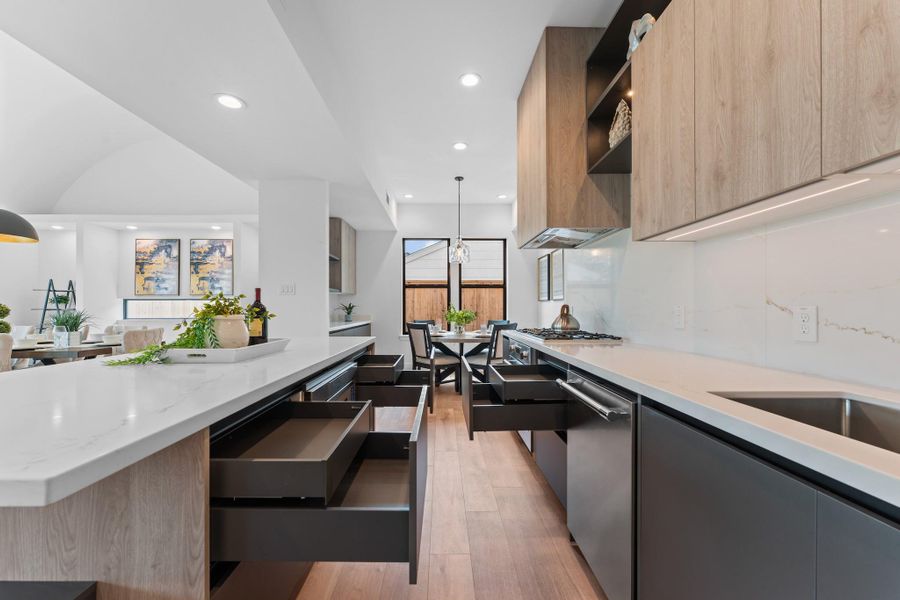 Soft-close cabinetry, discreet drawer pullouts, and custom pantry organizers make everyday living beautifully simple. Soft-close cabinetry, discreet drawer pullouts, and custom pantry organizers make everyday living beautifully simple.