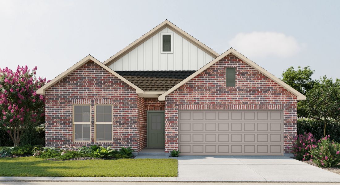 Representative exterior photo of a completed home built from the Trillium IV I by DSLD Homes in Emberly 55, Beasley, TX (Image 1).