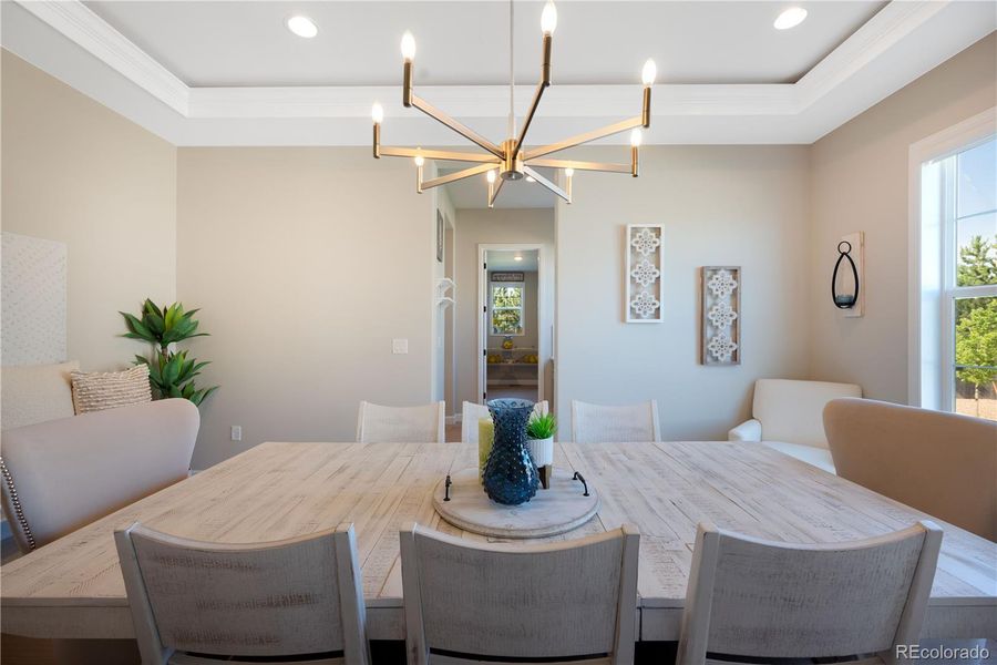 Formal Dining Room with Custom Lighting.