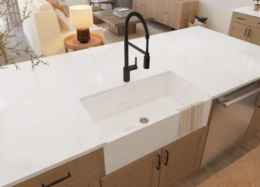 Kitchen with apron-front sink