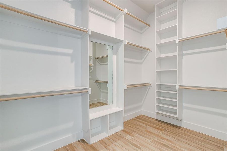 One of the two primary bedroom closets