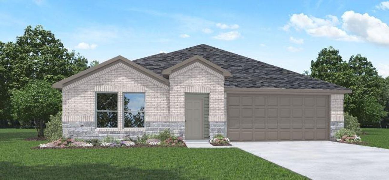 Front exterior of a new home in Silverthorne, Conroe, TX, highlighting curb appeal (Image 25). Front exterior of a new home in Silverthorne, Conroe, TX, highlighting curb appeal (Image 25).