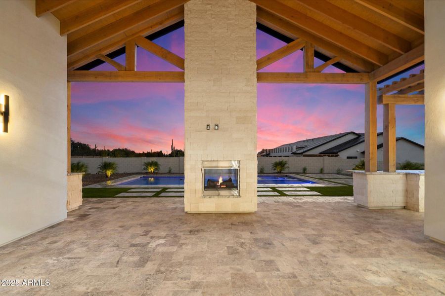 Double Sided Gas Stone Fireplace