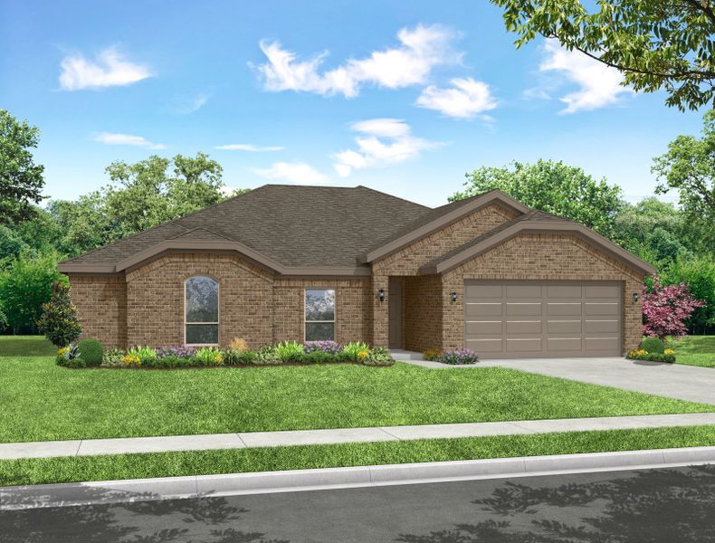Representative exterior photo of a completed home built from the Pembridge II by Impression Homes in Mountain Valley Lake, Burleson, TX (Image 6).