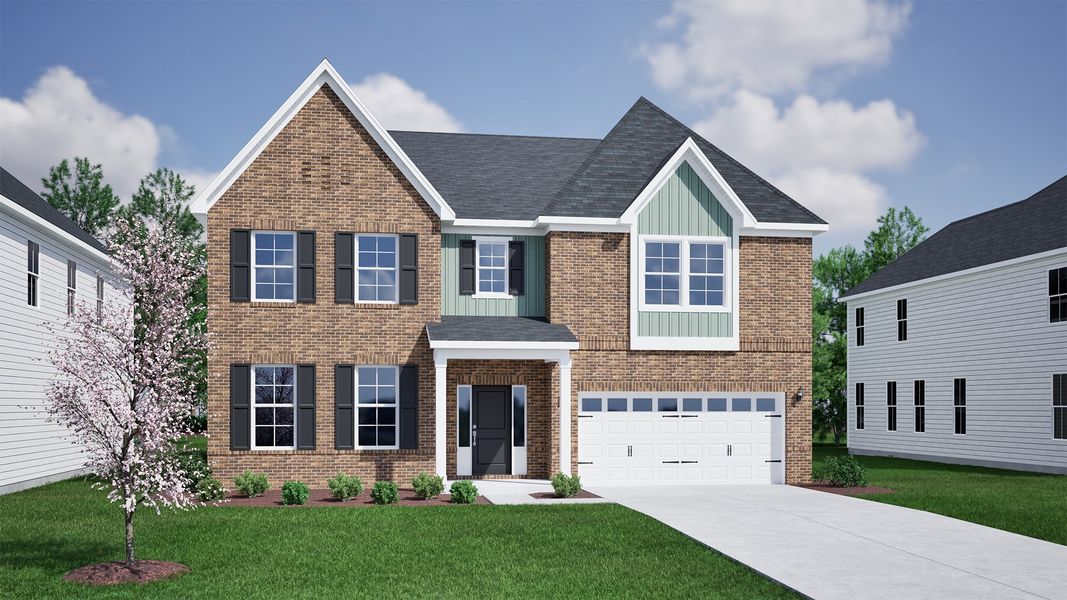 Representative exterior photo of a completed home built from the Yates II - Vanguard Collection by Mungo Homes in Scotts Hill Village, Wilmington, NC (Image 25).