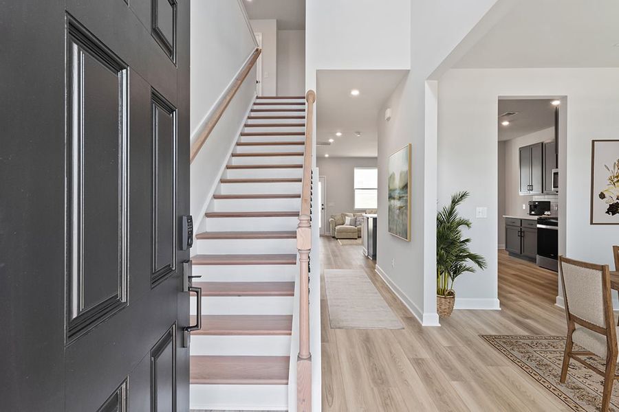 A staircase in a house. A staircase in a house.