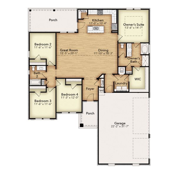 2D floor plan layout for the The Liberty Estate by Herbst Homes in Prosperity Point, Milton, FL (Image 5).