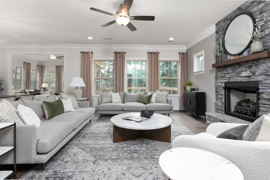 Representative furnished interior of a home built from the Hanover Lux by Keystone Homes NC in Weybridge, Burlington (Image 32).