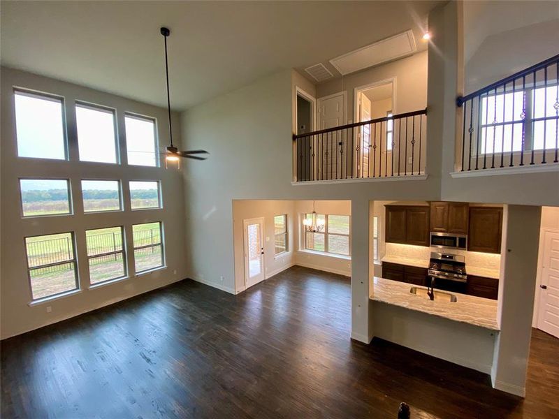 Amazing view from stair landing of the great room.