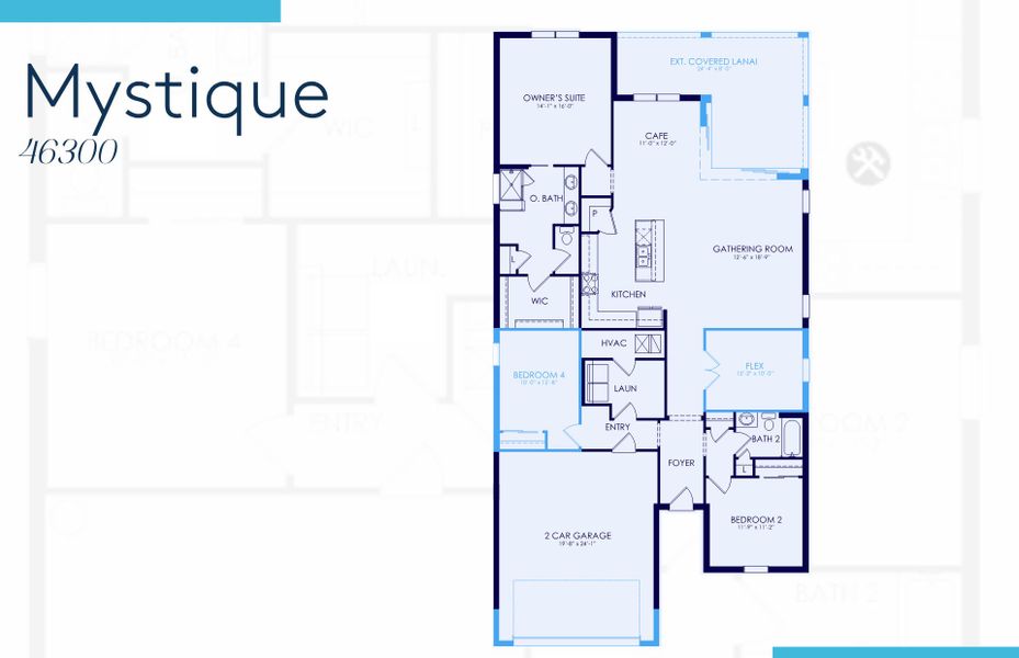 2D floor plan layout of this home in Del Webb Oak Creek, North Fort Myers, FL (Image 4).