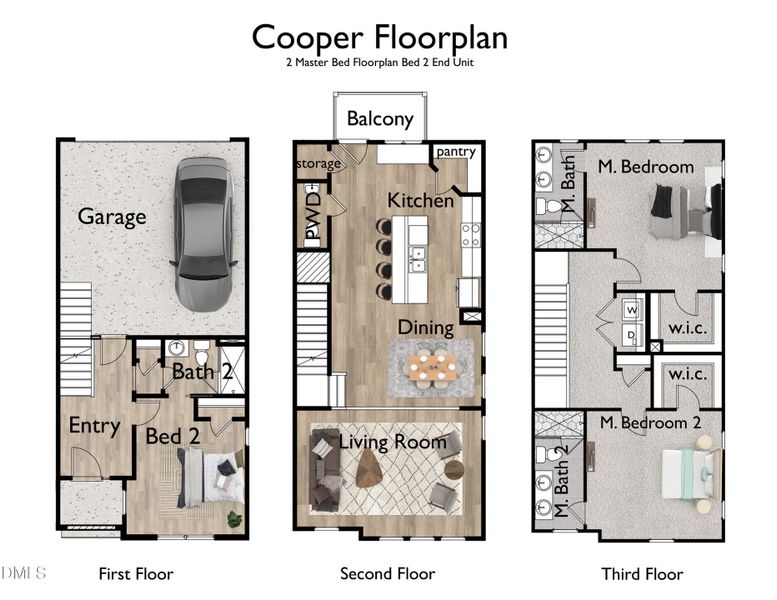 Cooper 2 masters- bed2 end unit