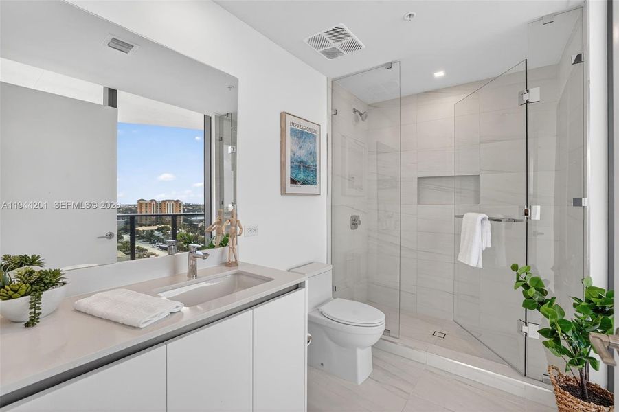 Guest Bathroom #2 with shower w/ frameless glass enclosure