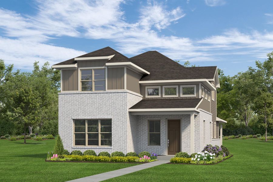 Representative exterior photo of a completed home built from the Sendak by Autograph Homes in Riceland, Mont Belvieu, TX (Image 2). Representative exterior photo of a completed home built from the Sendak by Autograph Homes in Riceland, Mont Belvieu, TX (Image 2).