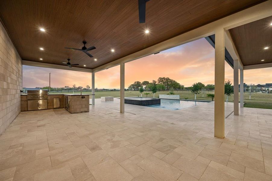 Covered outdoor living area with room for dining Covered outdoor living area with room for dining