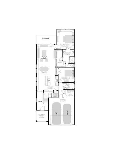 2D floor plan layout of this home in Trinity Ranch, Elgin, TX (Image 5).