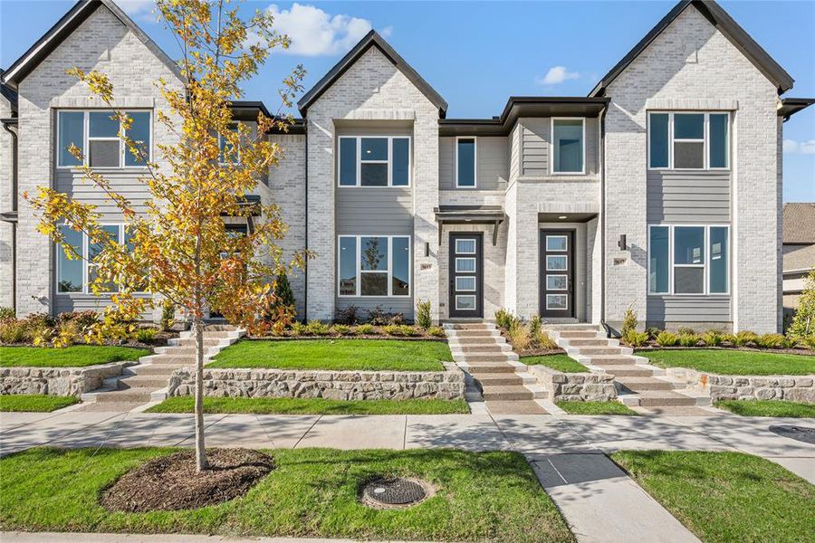 Front exterior of a new home in Talia, Mesquite, TX, highlighting curb appeal (Image 1).
