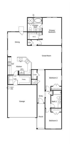 This floor plan features 3 bedrooms, 2 full baths and over 1,600 square feet of living space.