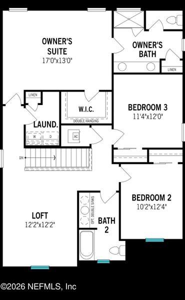 2D floor plan layout of this home in RiverTown, St. Johns, FL (Image 4).