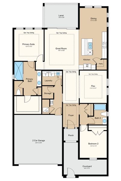 2D floor plan layout of this home in Esplanade at McKinnon Groves, Winter Garden, FL (Image 3).