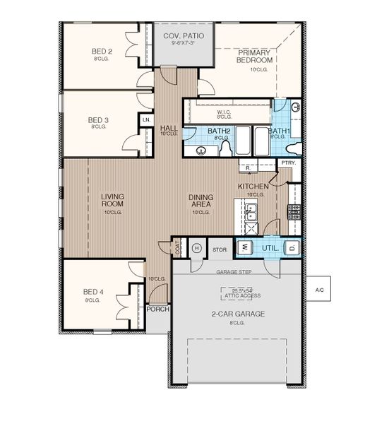2D floor plan layout for the Cypress by Home Creations in Santa Fe, Cleveland, TX (Image 5). 2D floor plan layout for the Cypress by Home Creations in Santa Fe, Cleveland, TX (Image 5).