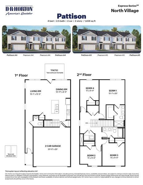 2D floor plan layout of this home in North Village Townes, Greensboro, NC (Image 3).