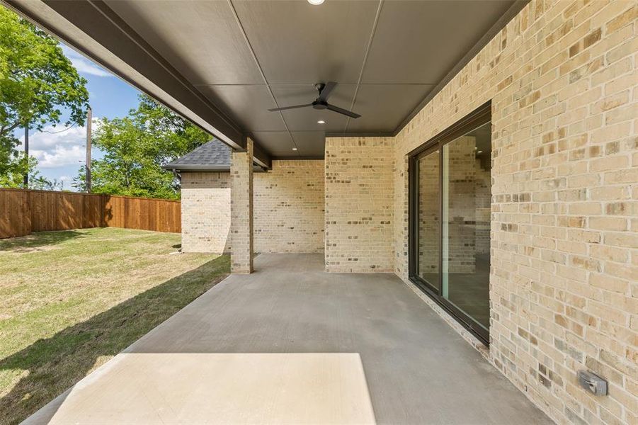 Double sized covered patio.