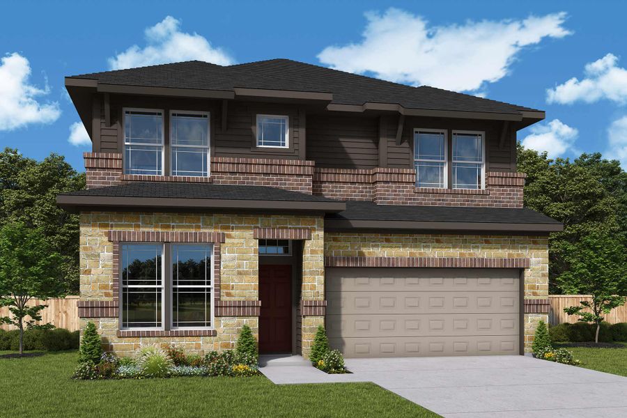 Representative exterior photo of a completed home built from the The Sedona by David Weekley Homes in Grange 45' Homesites, Katy, TX (Image 2). Representative exterior photo of a completed home built from the The Sedona by David Weekley Homes in Grange 45' Homesites, Katy, TX (Image 2).