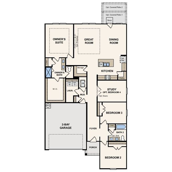 2D floor plan layout for the Erie by Century Communities in Cloverleaf, Austin, TX (Image 3).