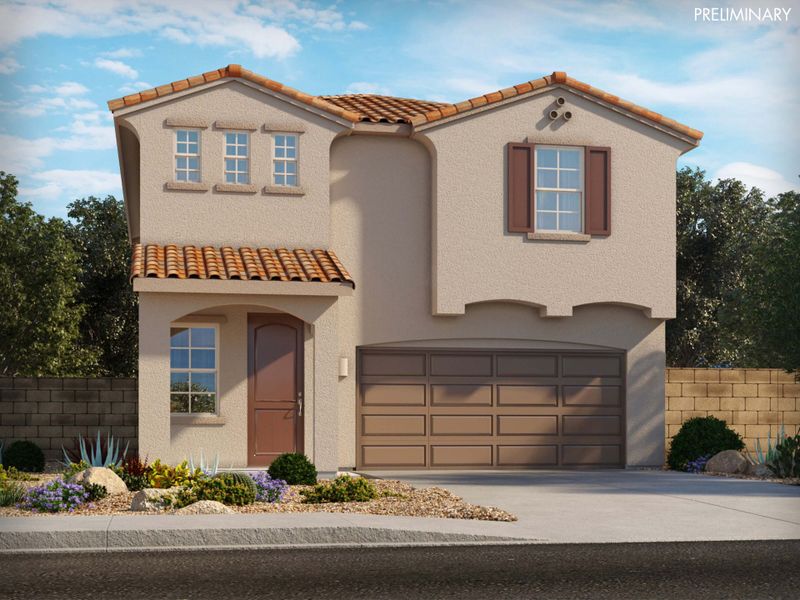 Representative exterior photo of a completed home built from the Orchard by Meritage Homes in Sonora at Entrada del Pueblo, Sahuarita, AZ (Image 8).