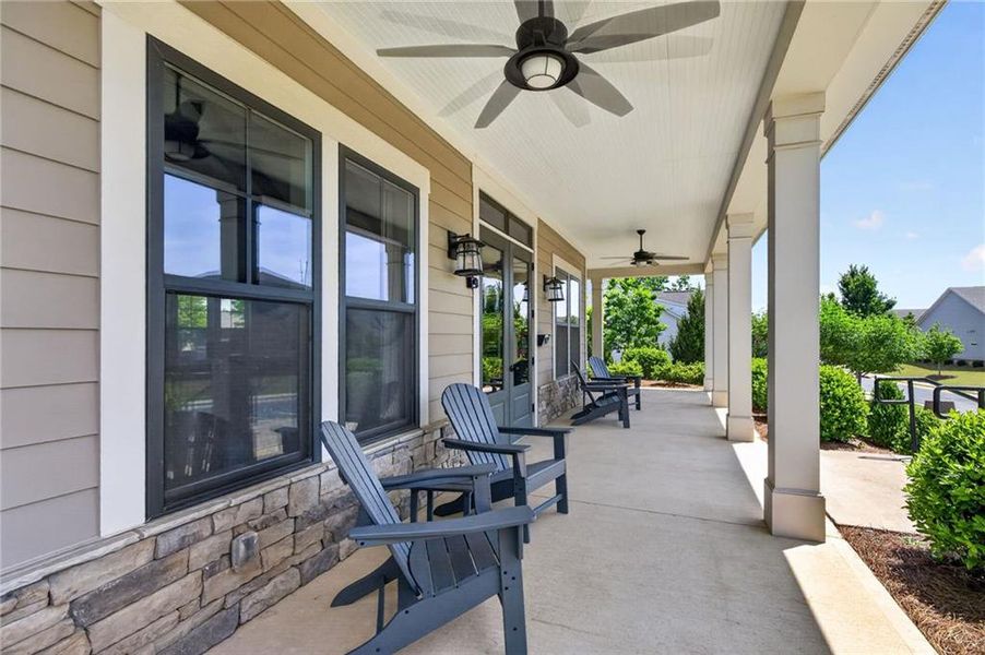Exterior details and patio area of a home in Gatherings® at Herrington, Cumming (Image 23).