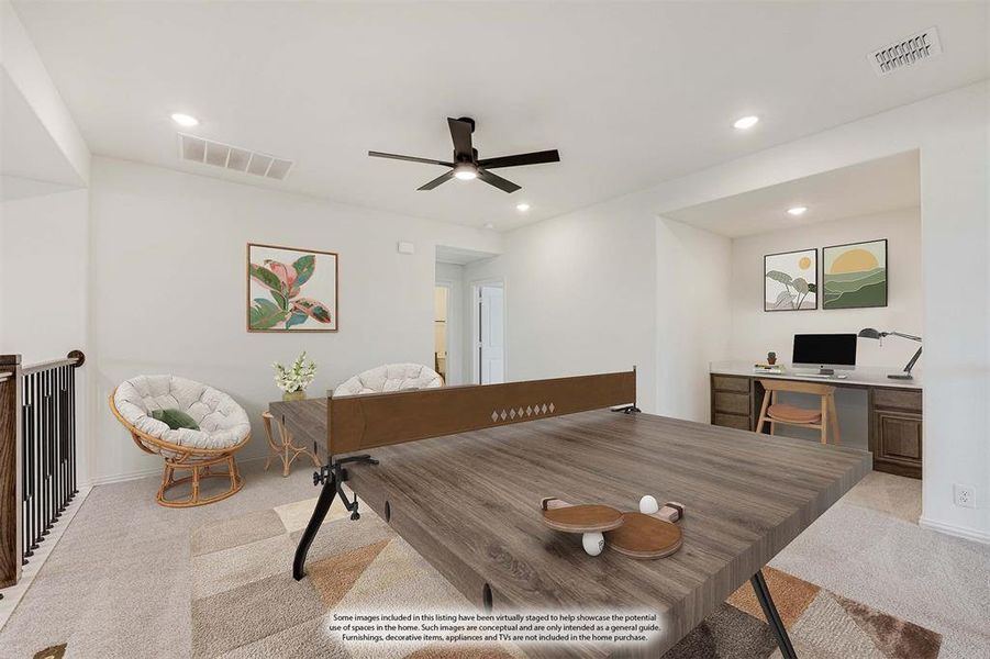 Furnished interior view inside a new home in Wildflower Ranch 60-65, Fort Worth (Image 14). Furnished interior view inside a new home in Wildflower Ranch 60-65, Fort Worth (Image 14).