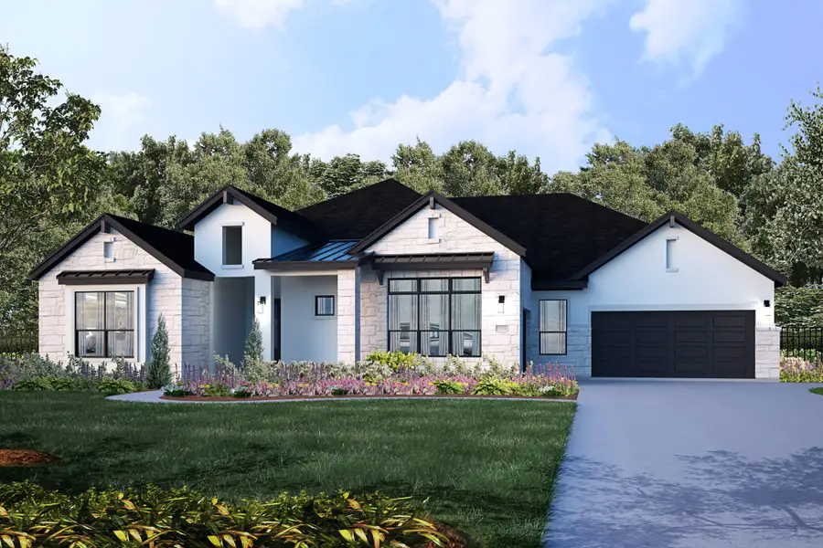 Representative exterior photo of a completed home built from the Rubellite by Giddens Homes in Riverstone, Georgetown, TX (Image 3). Representative exterior photo of a completed home built from the Rubellite by Giddens Homes in Riverstone, Georgetown, TX (Image 3).