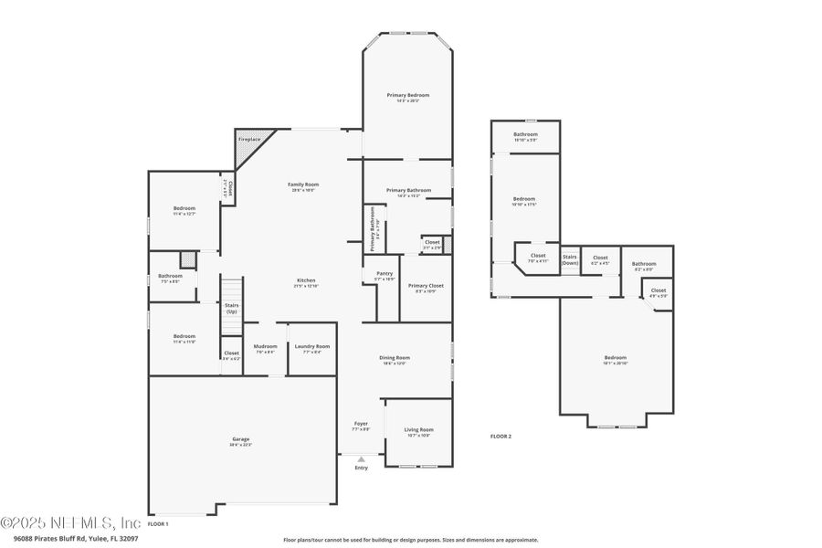 2D floor plan layout of this home in Pirates Bluff, Yulee, FL (Image 4).