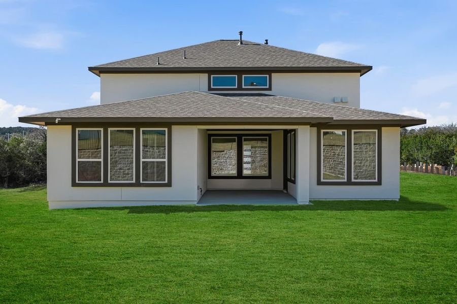 Exterior details and patio area of a home in Travisso, Leander (Image 3).