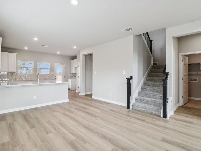 Staircase in the Medina floorplan at a Meritage Homes community. Staircase in the Medina floorplan at a Meritage Homes community.